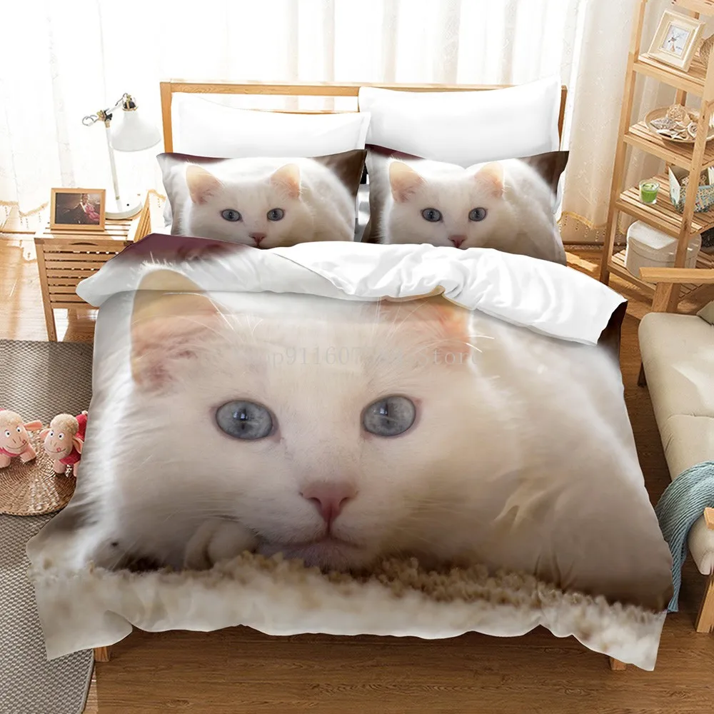 

Комплект постельного белья с милыми животными, кошками, одеяло с 3D принтом, роскошный комплект пододеяльника, домашний текстиль, украшение ...