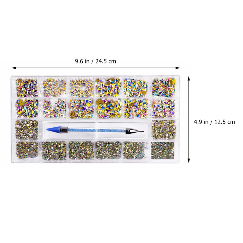 

1 Set Nail Art Rhinestones 20-Grid Nail Art Studs Shining Nail Diamonds