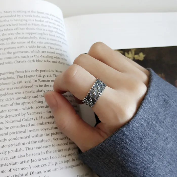 Бижутерия богемные винтажные серебряные кольца с большой звездой для женщин