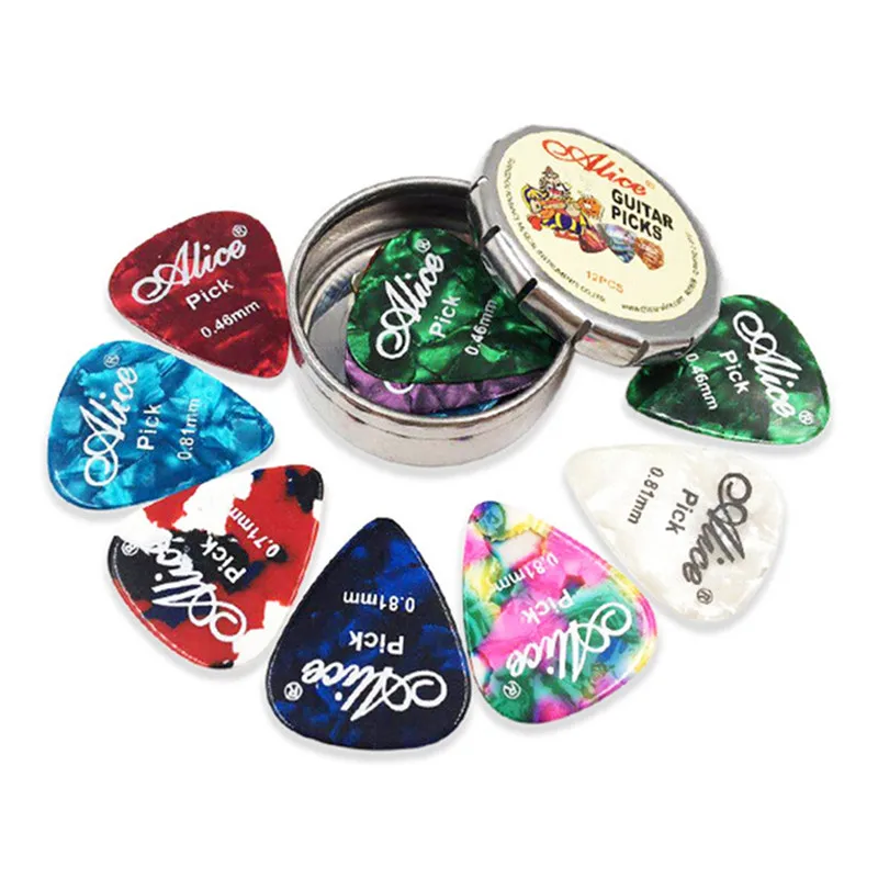 122024 stücke akustische elektrische gitarre picks plektren und runde metall picks box fall pick für saiten instrument zubehör free g