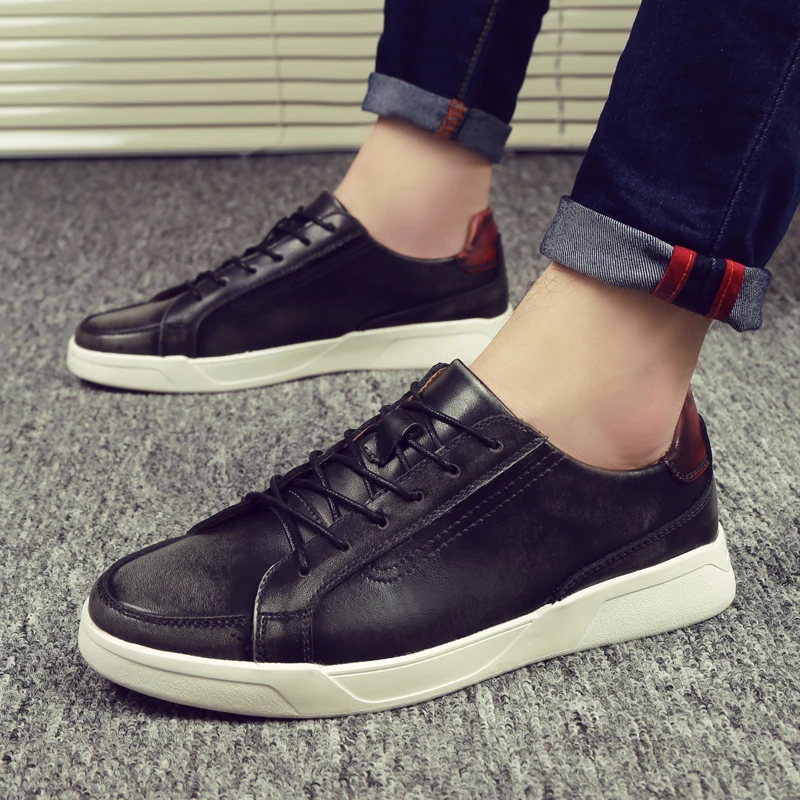 

Men genuine Leather Martin Shoes lace up Handmade Breathable Men's Oxford Shoes Male flats Top Quality Dress Shoes men