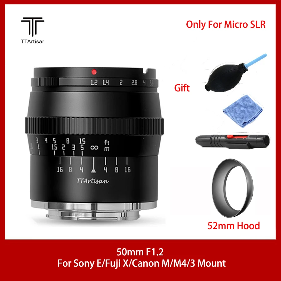 TTArtisan 50 мм f1.2 APS C объектив для SONEY E FUJI X CANON M43 Mount Camera Большая диафрагма избавьтесь
