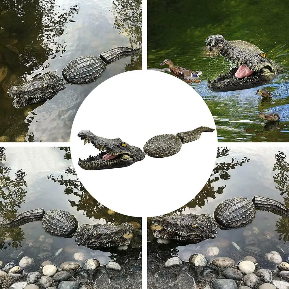 Floating Crocodile Ornament Simulation Alligator Statue Funny Water Decor for Pool Pond Garden | Дом и сад