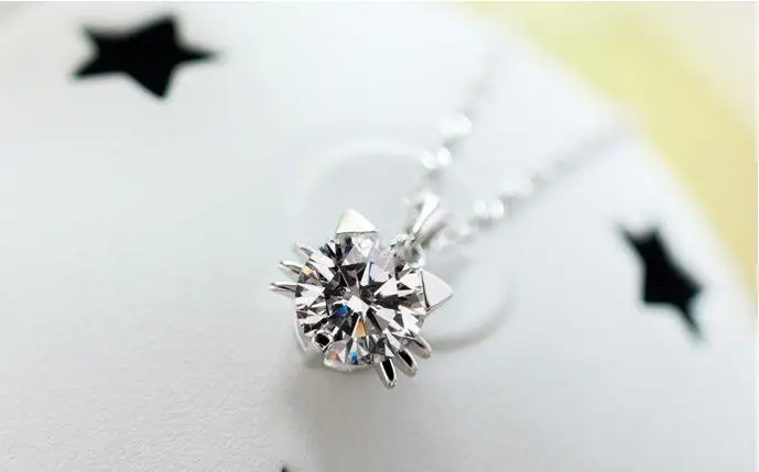 

FD29 Classic Necklace send with dust bag jewelry hot sell necklace 925 silver with ziron stone pendant gift