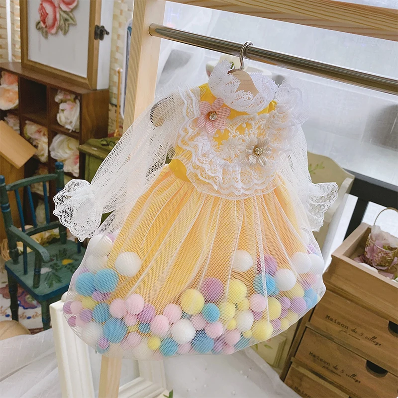 

1/6 1/4 1/3 Doll Dress with Hairballs 4 Colors for Yosd/MSD/SD10/SDGR Girl Doll Accessories Bjd Outfit Girl Doll Dress