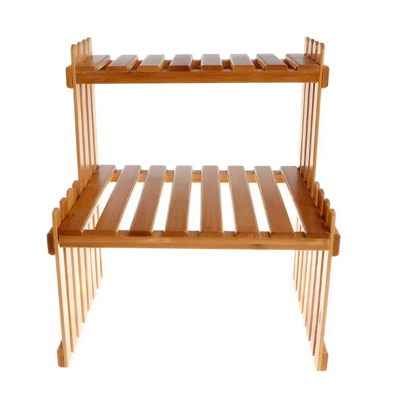 

Plant Shelf Flower Display Stand Bamboo Wood Storage Rack Garden Organizer
