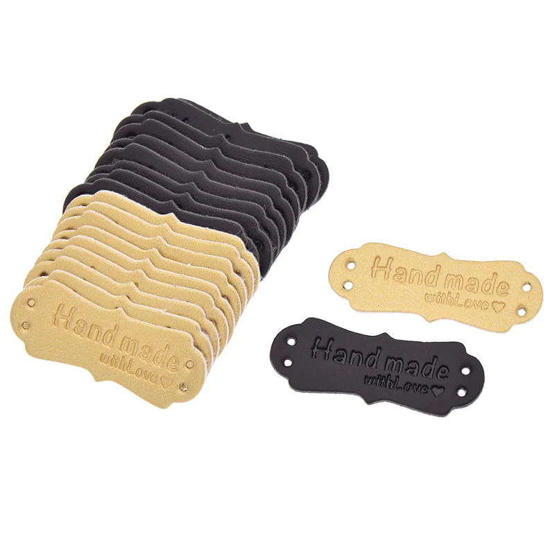 Простая кожаная этикетка ручной работы с буквами для украшения одежды своими