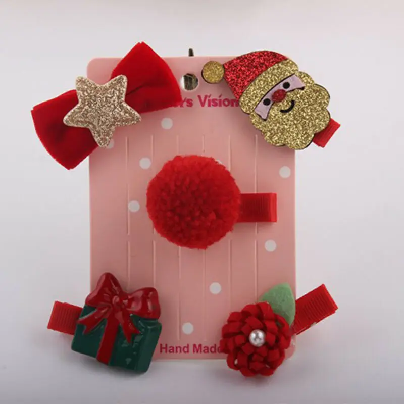 5 шт. рождественские мини заколки для волос пластиковые маленьких девочек милые с