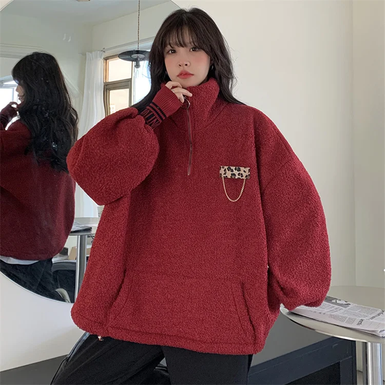 

Женский свитшот на молнии, с воротником-стойкой