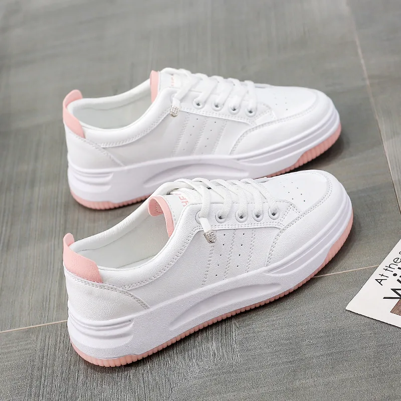 Корейский все-матч женская обувь дышащая из искусственной кожи Обувь на плоской