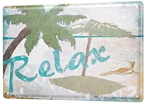 

Оловянные таблички для декора, Ностальгический мотив, релаксация пальмовых деревьев 8X12