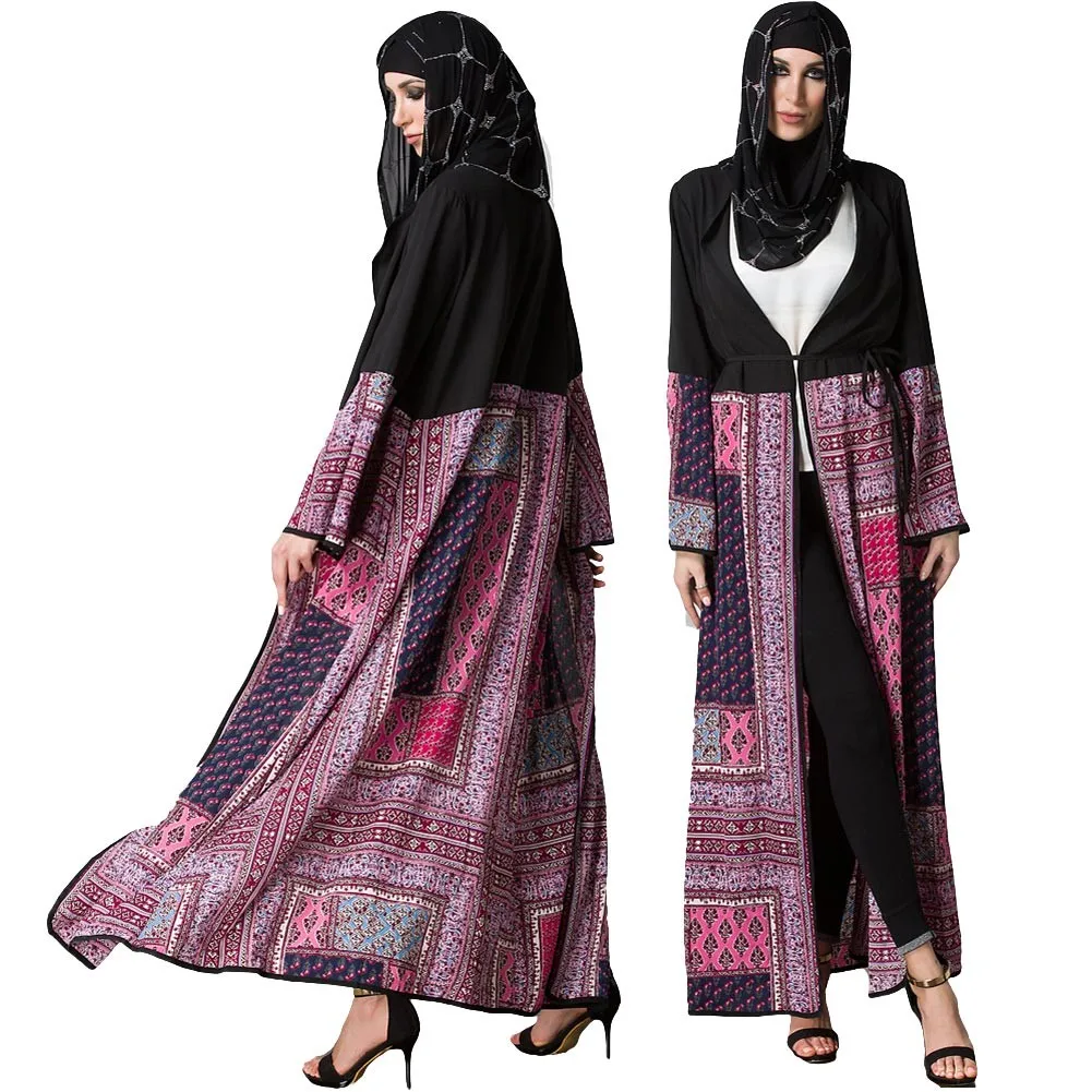 Винтаж Boho для женщин Большие размеры мусульманский кардиган с геометрическим