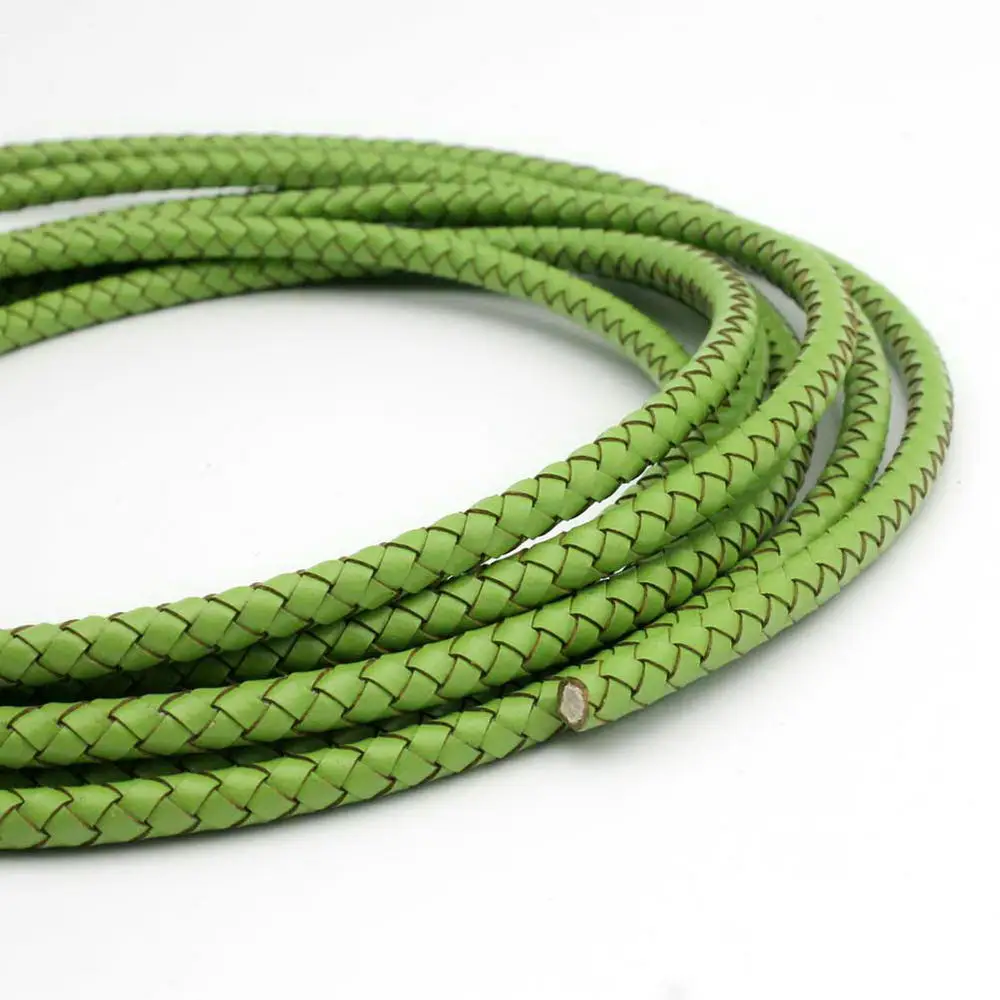 

AaaZee 1 Yard 6mm Diameter Round Moss Green Woven Braided Leather Bolo Cord Tie Cord For DIY Jewelry Making Leather Craft