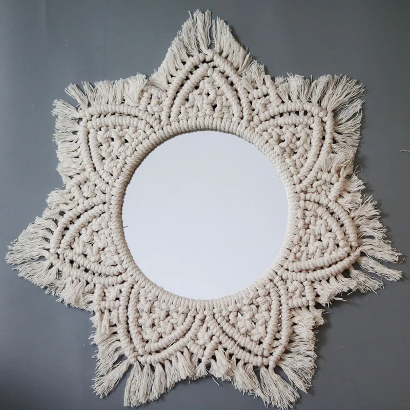 Богемный настенный подвесной гобелен зеркало макраме ручной работы хлопковая