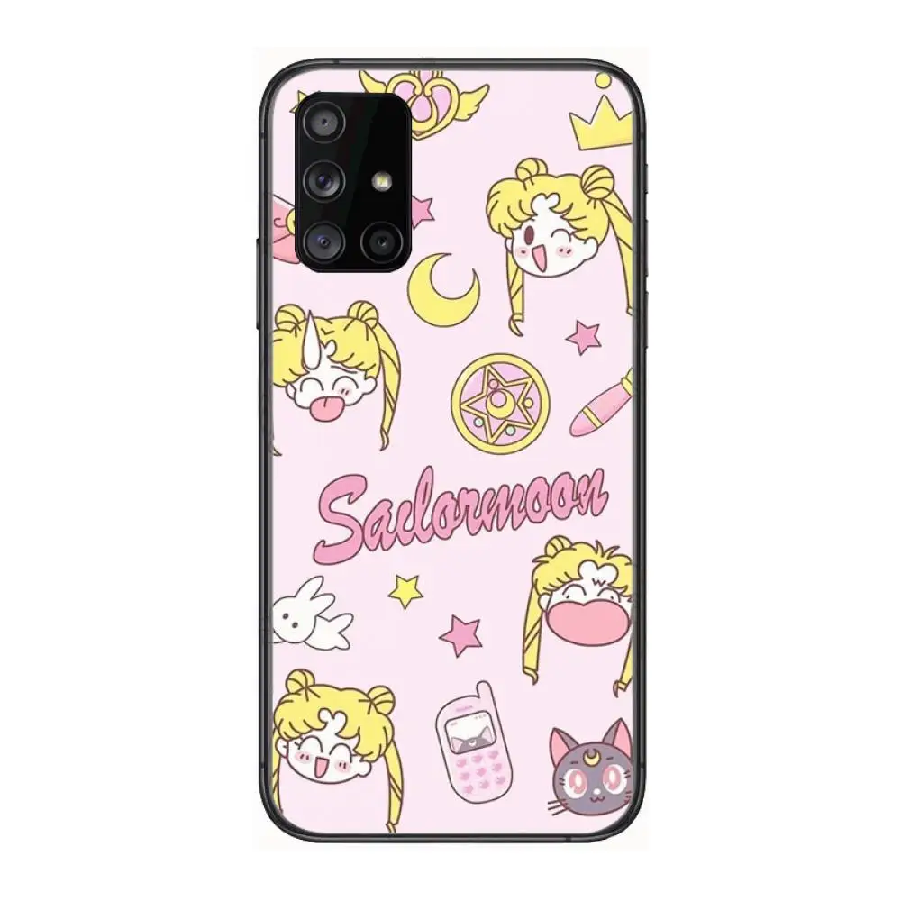 

Sailor-Moon cute Phone Case Hull For Samsung Galaxy A 90 50 51 20 71 70 40 30 10 80 E 5G S Black Shell Art Cell Cover