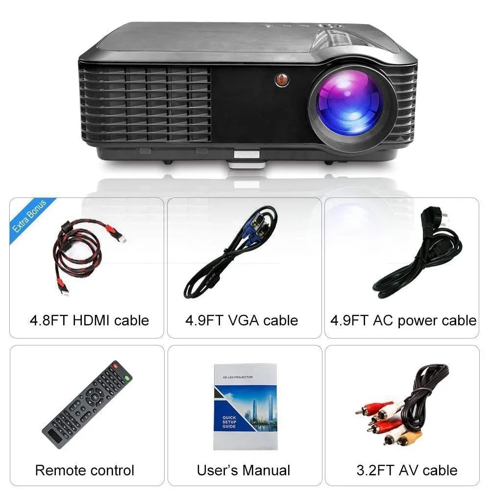 Светодиодный смарт-проектор X90 1280x720P Android Wi-Fi Full HD |
