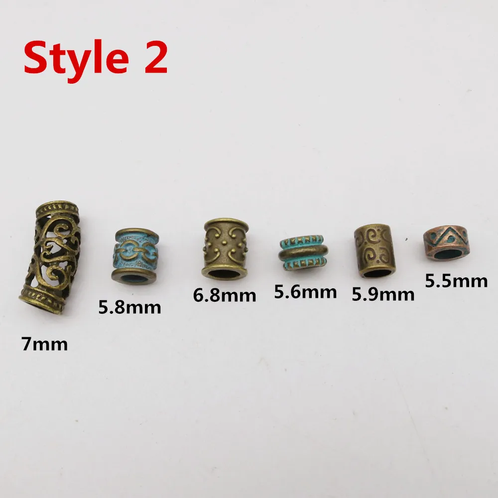 6pcs Style 2 6 шт./упак. микс бронза Руна викингов, подвязанные лентой, с объемной волной, бороды, дредлоки, для увеличения объема, бусины кольца трубки для Аксессуары для волос - Цвет: 6pcs Style 2