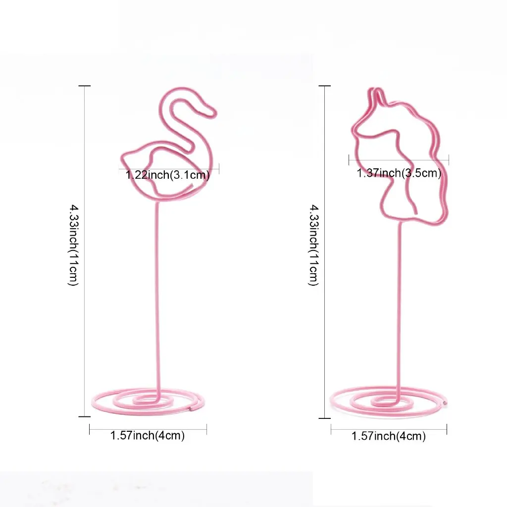 

4x11cm Unicorn Heart Shape Clips Wedding Favors Place Card Holder Message Clips Flamingo Table Photo Memo Number Name Clips
