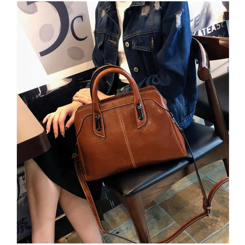 

Bag Women 2021 New Stitching Leather Women's Bag Shoulder Bag Fashion European And American Style Cowhide Handbag