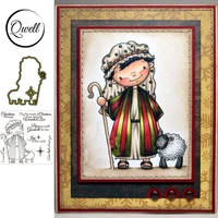 qwell shepherd girl clear stamps and metal cutting dies for scrapbooking card making paper embossing craft new 2019 die cuts
