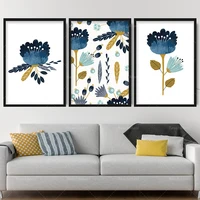 mix and match abstract spring floral blue yellow art print falling flowers leaves wall art picture gallery wall poster decor
