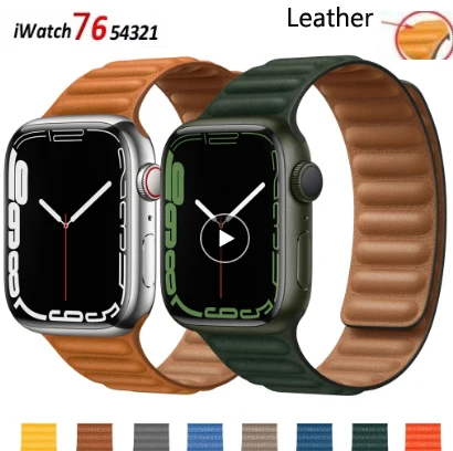 Ремешок кожаный для Apple watch band 45 мм 44 40 38 42 41 | Мобильные телефоны и аксессуары