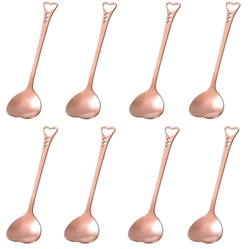 

Dessert Spoon Creative Cute Heart Shaped Espresso Spoons Kitchen Accessory for Cake Tea Sugar Ice Cream Fruit 8 Pack