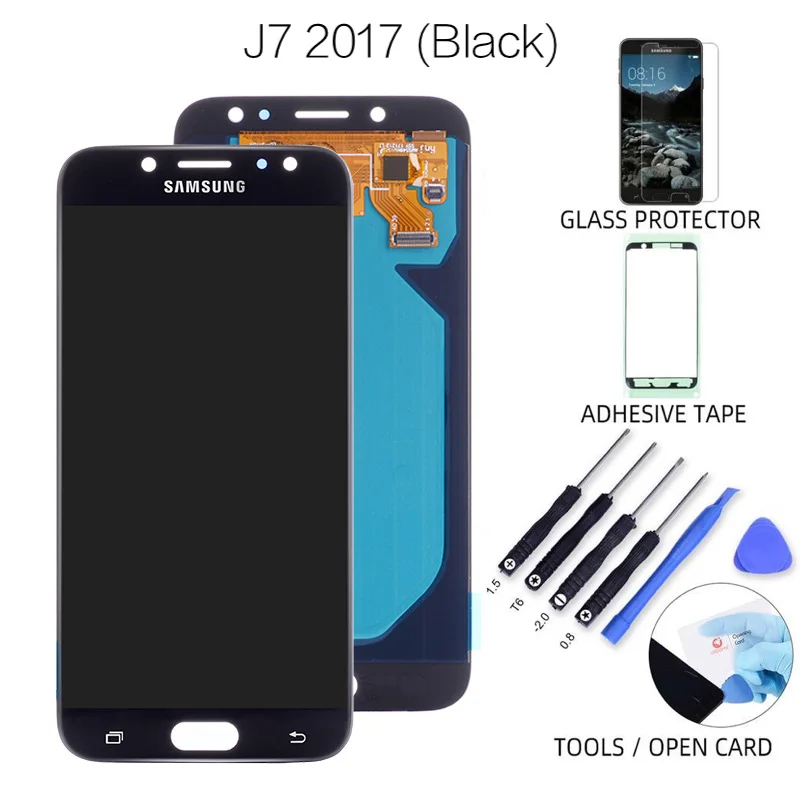 Black Супер AMOLED для samsung Galaxy J7 Pro ЖК-экран Замена с кодирующий преобразователь сенсорного экрана в сборе J730 J730F lcd - Цвет: Black