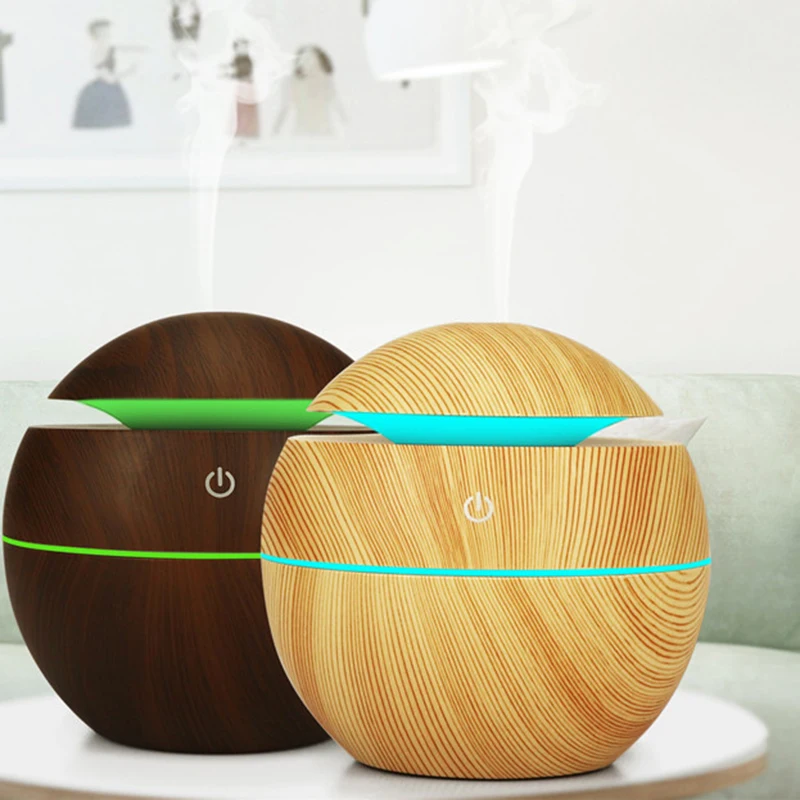 USB Aroma Air Humidifier Essential Oil Diffuser Wood Grain Ultrasonic Cool Mist Maker 7 Color Change LED light for Home Car | Бытовая