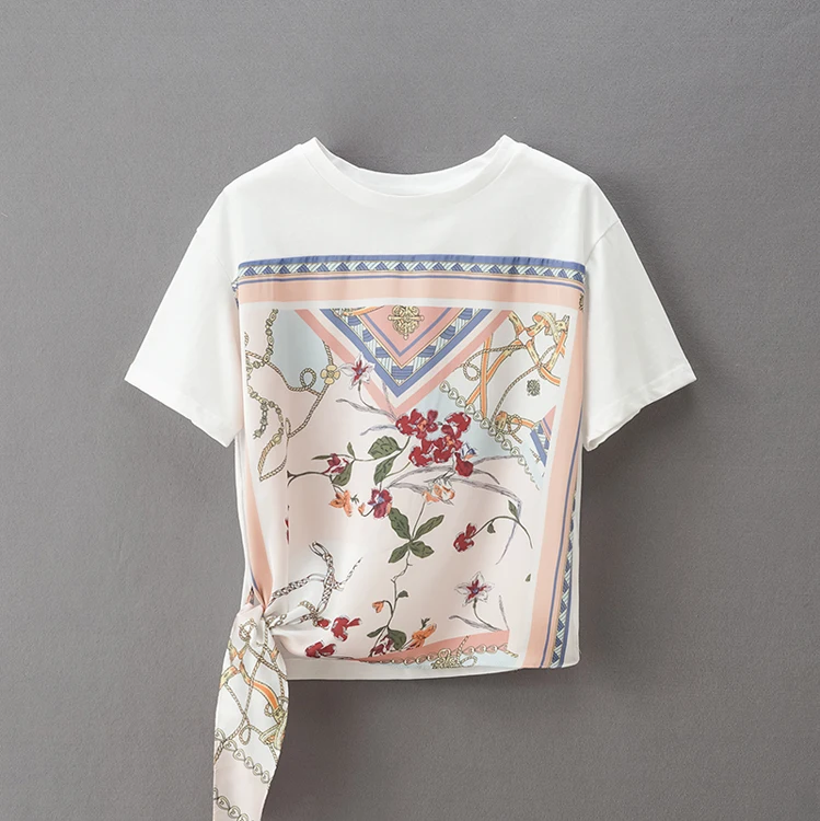 

Новая женская Кружевная футболка DM001 с цветочным принтом, удобная и Повседневная футболка для отдыха