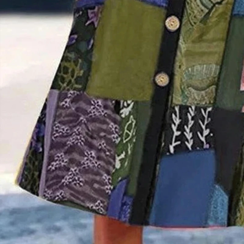 

2021 Summer Fashion Women O-Neck Sleeveless Printed Contrast Pocket Dress Plus Size Beach Vestidos Party Dresses For Women Robe