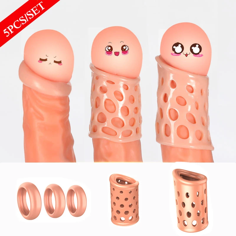 5 ШТ. Пенис Glans Foreskin Коррекция Мужской Целомудрие Устройство Кольцо Пениса