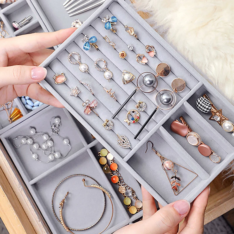 

Hot Sales Fashion Portable Jewelry Ring Jewelry Display Organizer Box Tray Holder Earring Jewelry Storage Case Showcase