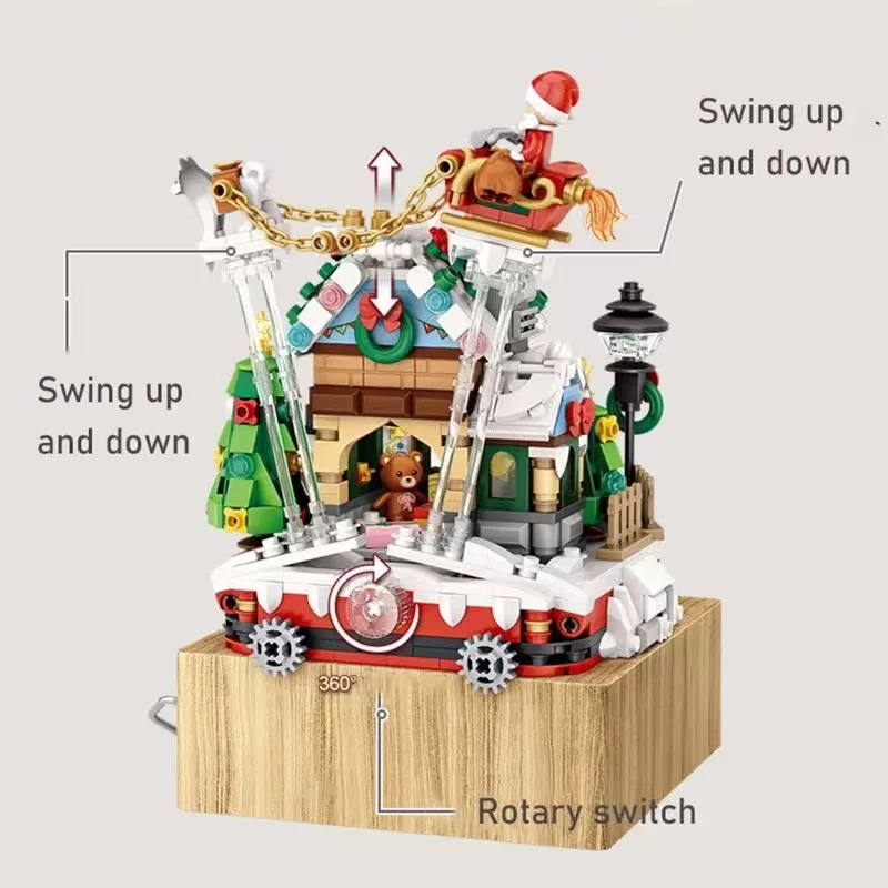 Loz Christmas Trees Blocks Music Box Toys For Children Adults Loz1237 1238 House Building Bricks Xmas Gift New Juguetes Bloques images - 5