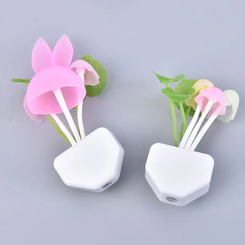 

1PC Novelty 220V LED Rabbit Mushroom Light Induction Night Lights Romantic Colorful Bulb Bedside