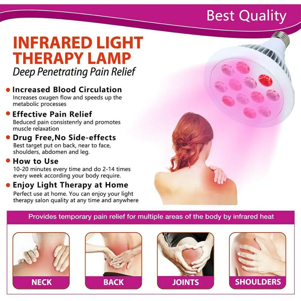 

Red Light Therapy Lamp, 54W 18 LED Infrared Light Wrinkle Removel Therapy Device, 660nm Red 850nm Infrared Red Light Bulb