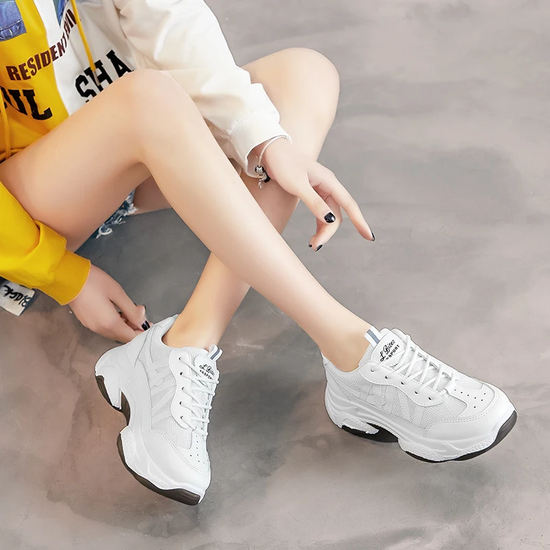 Новинка года женская обувь Ulzzang на платформе спортивная для ходьбы толстой