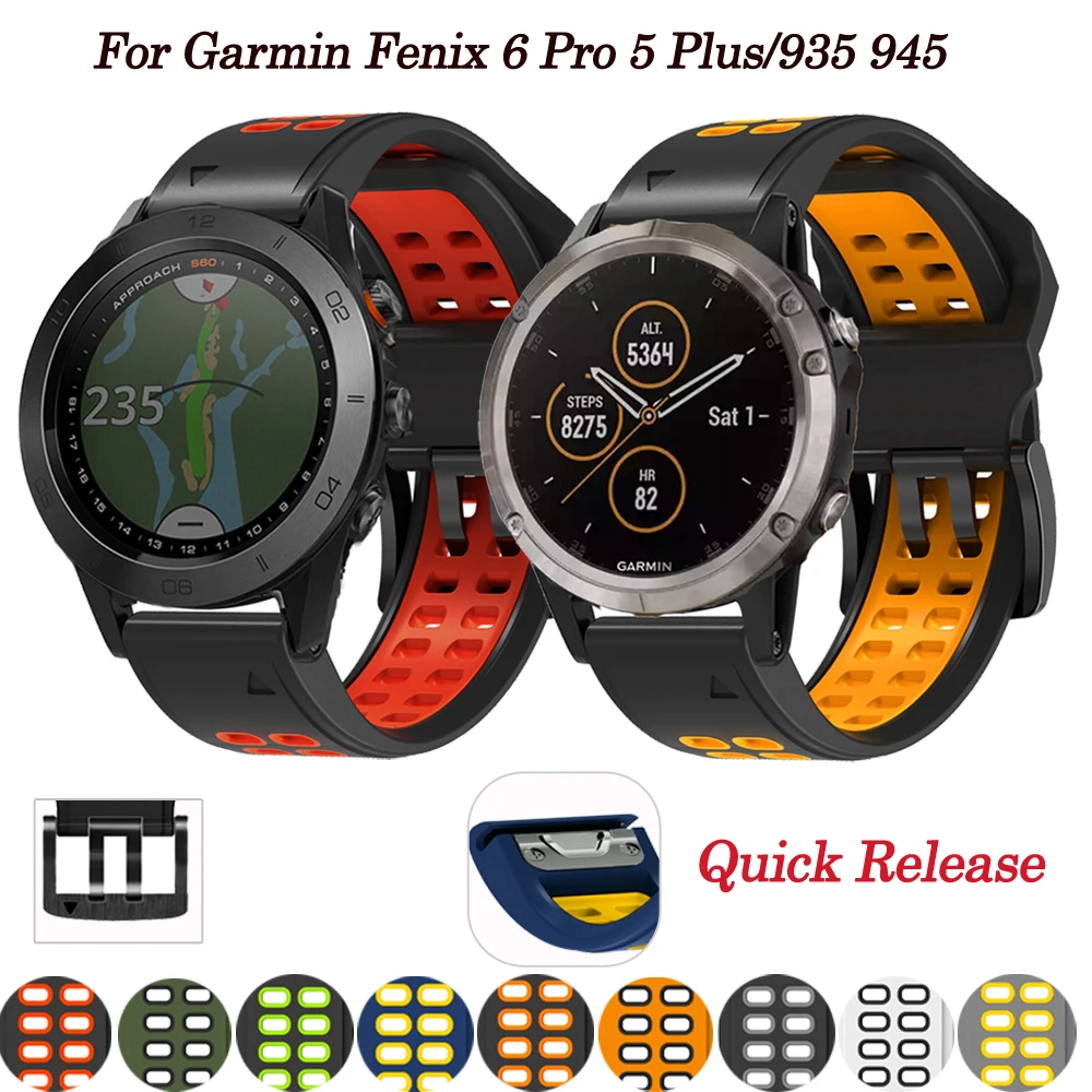 

22mm Soft Silicone Smart Watch Band Strap For Garmin Fenix 6 6Pro 5 5 Plus Quick Release Bracelet For Forerunner 935 945 Easyfit