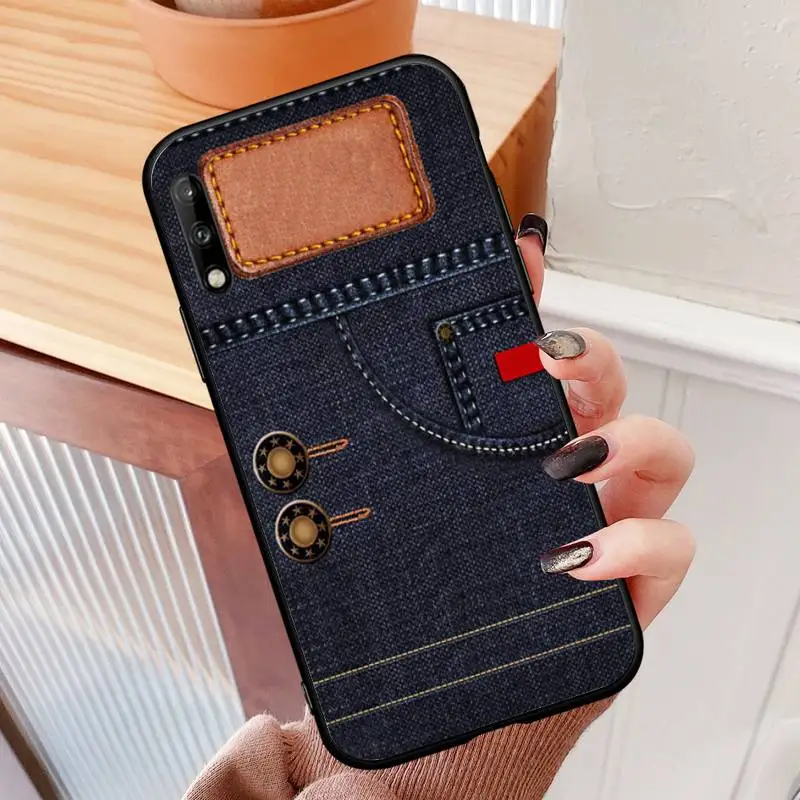 

Jeans Style Blue Denim black Silicone Phone Case for Huawei P9 p10 p20pro p30lite p30pro p40pro p40lite SMART2019 Funda capa
