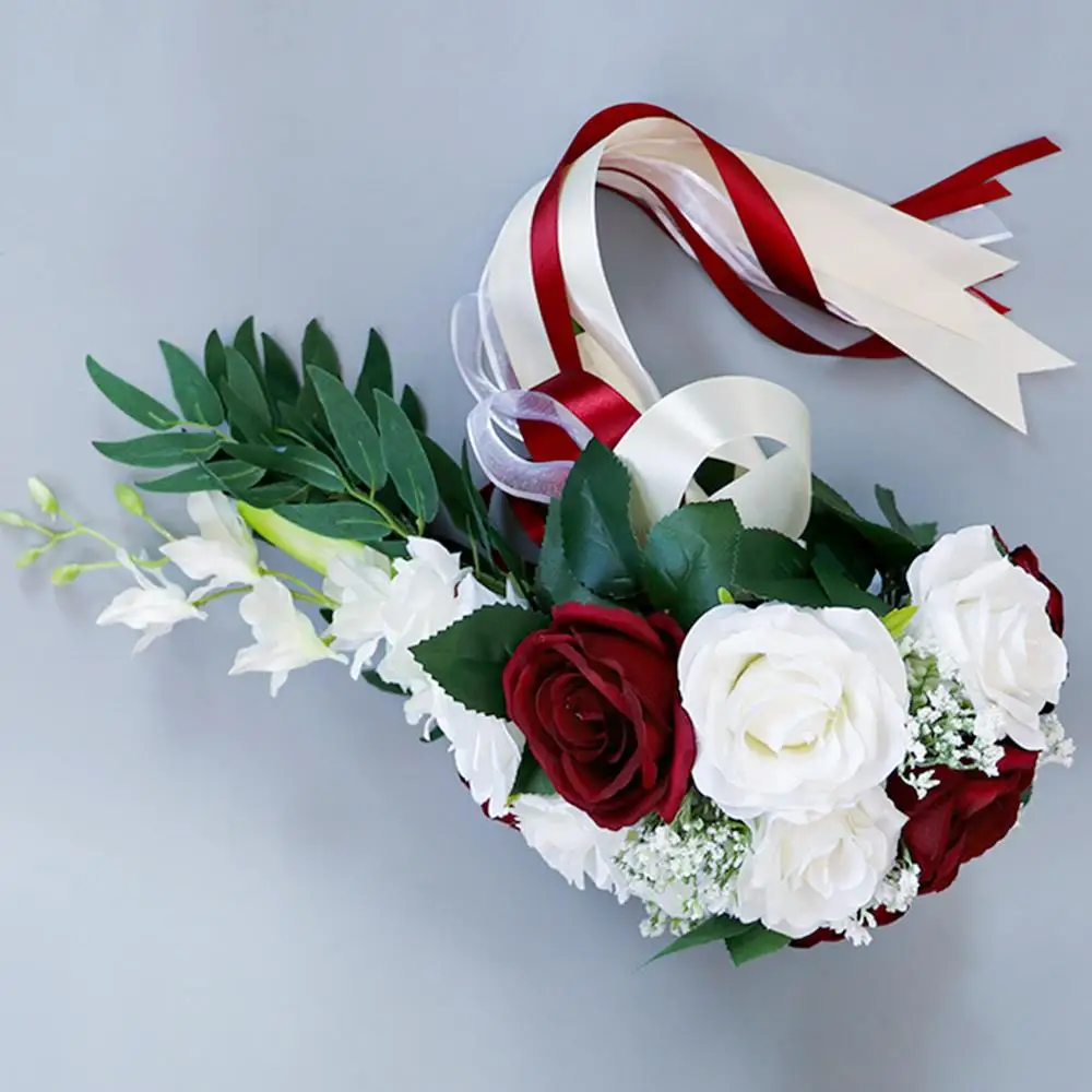 

Праздничный искусственный цветок 3 цветов, Модный Романтический букет для свадебной вечеринки, цветок для подружки невесты, розы для девоче...