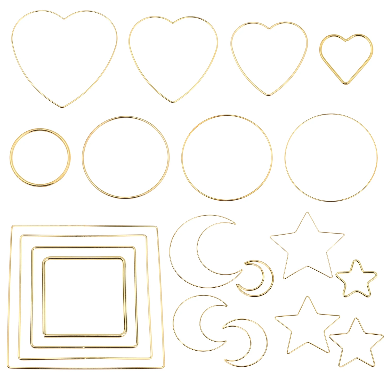 

4Pcs Metal Hoops Moon Star Dream Catcher Macrame Wedding Gold Hoop Ring Supplies Wall Hanging Wreath Decor Crafts 2/4/6/8 inches