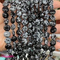 natural snowflake obsidian stone loose beads high quality 10mm smooth flat coin shape diy gem jewelry accessories 38pcs a3656
