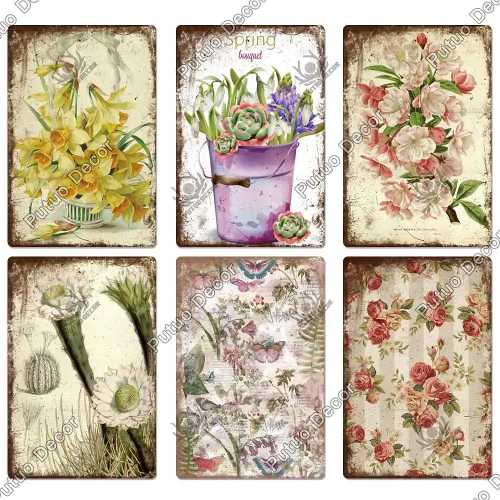 Putuo галстук бабочка декор Винтаж жестяная вывеска металлический знак