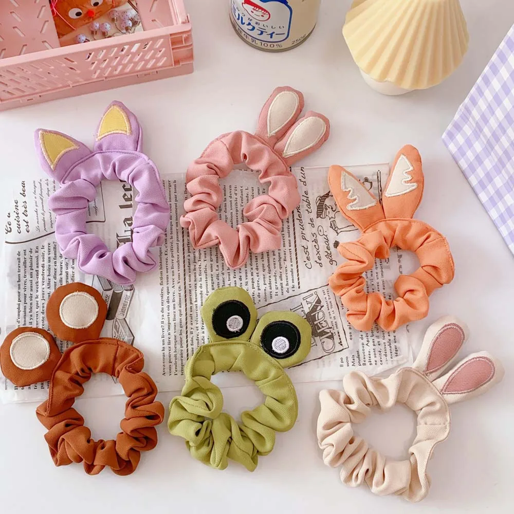 

Girl Kids Cat Bear Cartoon Rabbit Animals Hair Rope Elastic Rubber Bands Scrunchies Hair Accessories