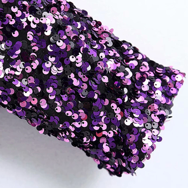 Женская Осенняя Сексуальная Блузка с блестками элегантные рубашки фиолетового