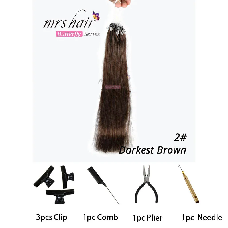 #2 MRSHAIR, прямые волосы на микро-кольцах, 1"-24", 1 г/шт., 50 шт., волосы Remy для наращивания на микро-кольцах - Цвет: #2