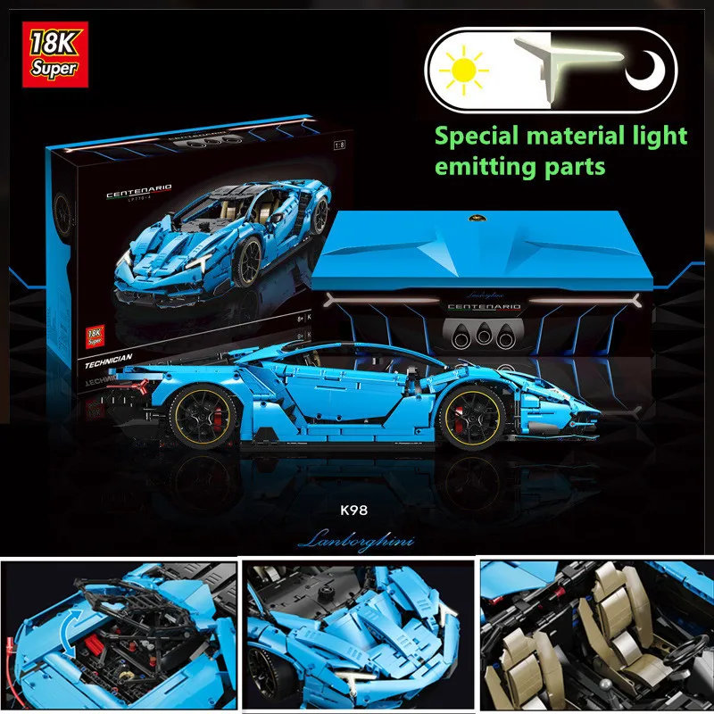 В наличии Супер 18k Technic гоночный автомобиль Lamborghinis MOC 39933 100 лет Centenario 1:8 hypercar 42115