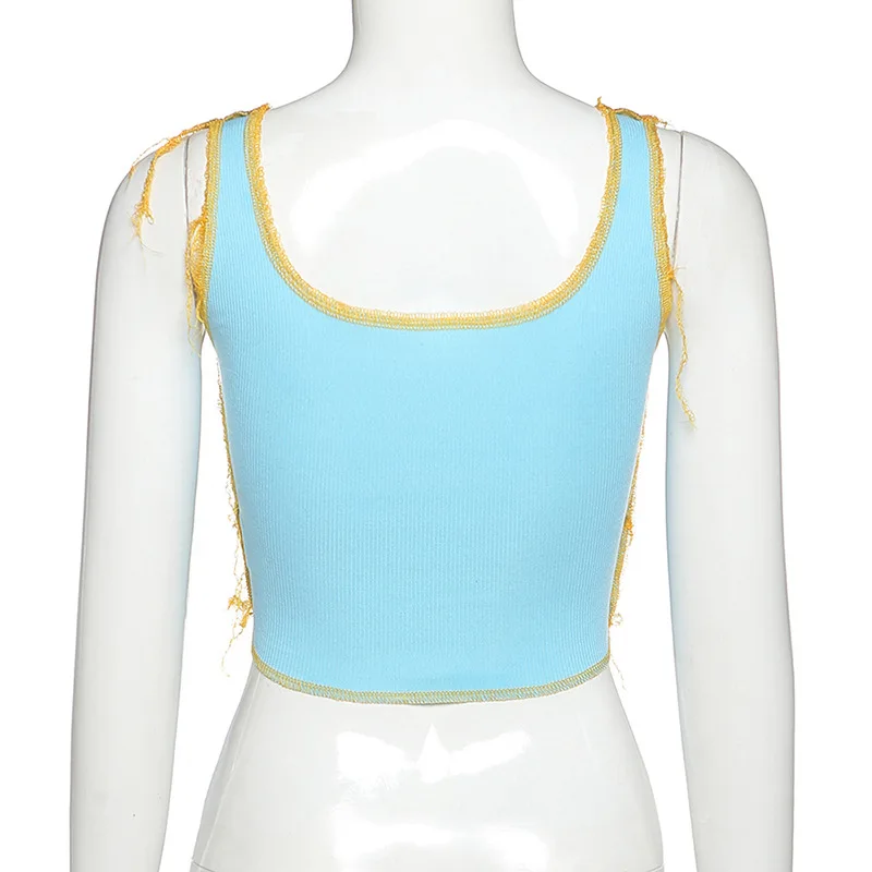 

Sexy Lace Up Crop Top Female Clubwear Hollow Out Tank Top Tees Summer Tops Strappy Tanks Camis Topssleveless Women Crop Top