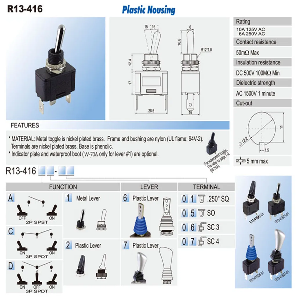 

Universal Water Resistant Turn Signal Toggle Switch - 3 Way Lever