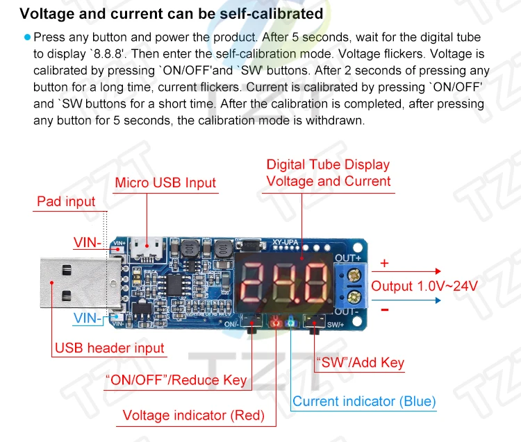 Цифровой Управление USB Напряжение регулирования модуль 5V до 3,3 V 9V 12V 24V Настольный Мощность модуль XY-UPA